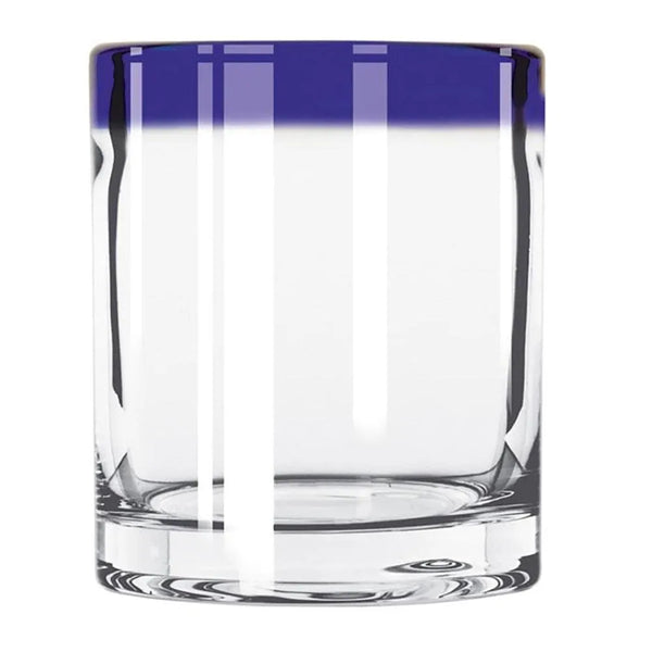 Libbey 92313 10 oz. Aruba Customizable Rocks / Old Fashioned Glass with Cobalt Blue Rim - Case of 12 Pcs