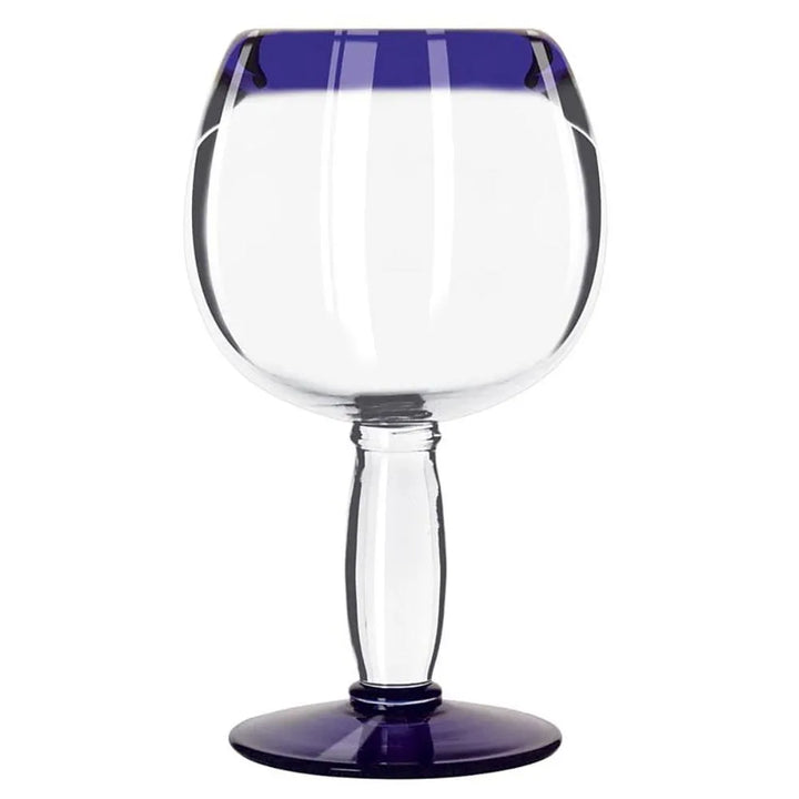 Libbey 92314 21 oz. Aruba Customizable Round Cocktail Glass with Cobalt Blue Rim and Base - Case of 12 Pcs