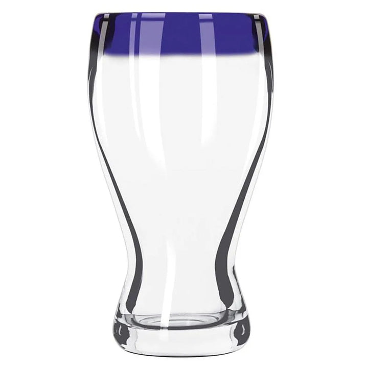 Libbey 92316 16 oz. Aruba Customizable Pilsner Glass with Cobalt Blue Rim - Case of 12 Pcs