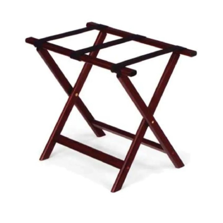 Forbes Industries 934-CY 24" Hardwood Luggage Rack, Cherry Finish, With Brown Poly Straps - The Horecastore