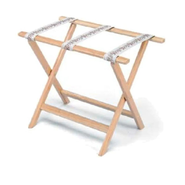 Forbes Industries 934-LO 24" Oak Luggage Rack, Light Finish, With Brown Poly Straps - The Horecastore