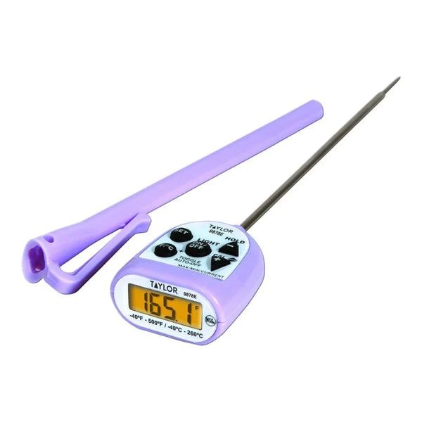 Taylor 9878EPR Purple Allergen Free Digital Pocket Probe Thermometer, -40 to 500 F