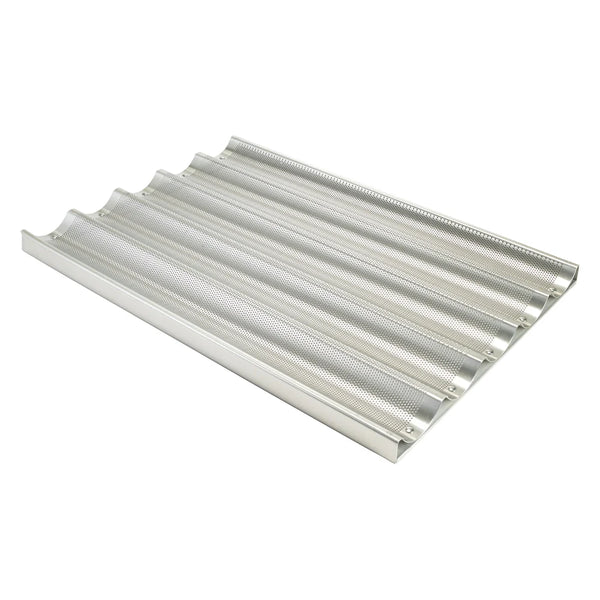 Winco ABPN-5 5 Slots Aluminium Baguette Pan, 18"x26"x1"