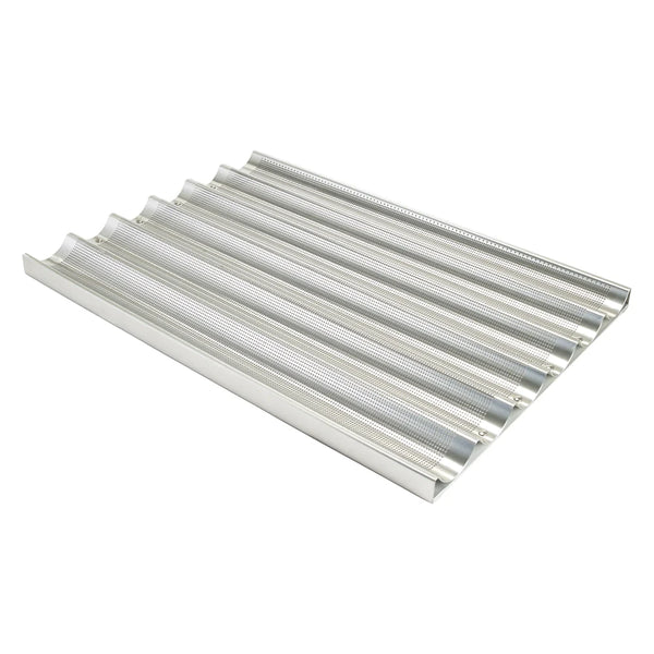 Winco ABPN-6 6 Slots Aluminium Baguette Pan, 18"x26"x1"