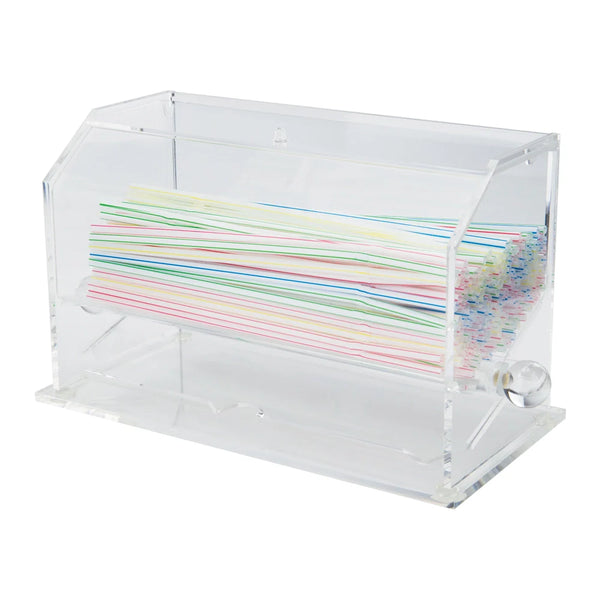 Winco ACSD-712 Acrylic Straw Dispenser 12.38 x 5.5 x 7.13