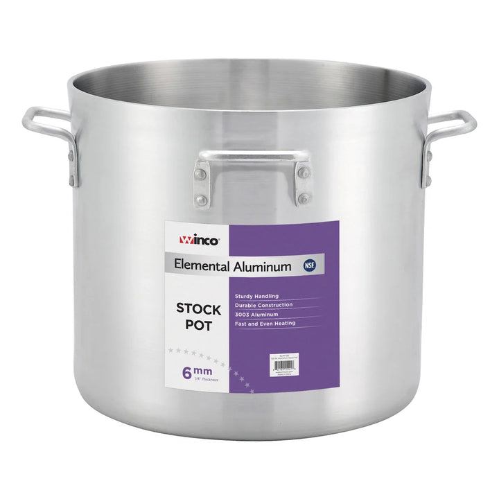 Winco ALHP-120 120 Qt Elemental Aluminium Stock Pot with 4 Handles, 6mm