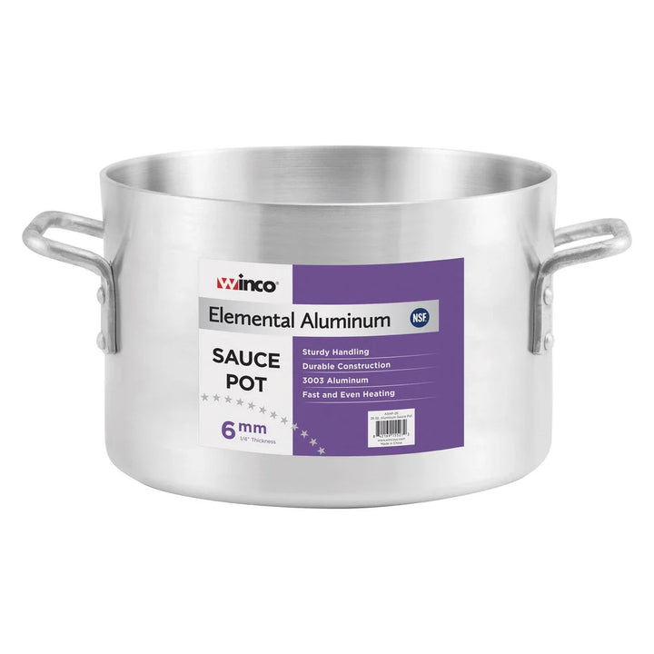 Winco ASHP-08 Elemental Aluminium Sauce Pot, 8 Qt, 6mm