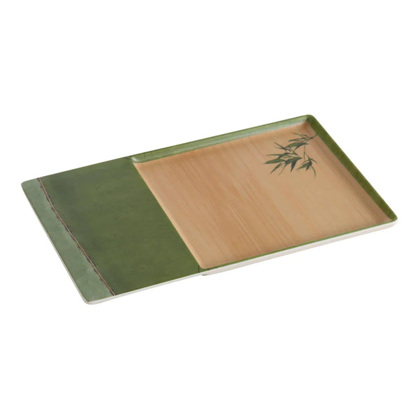 Yanco BA-2112 Bamboo Style 7.25" Melamine Rectangular Plate, Pack of 12