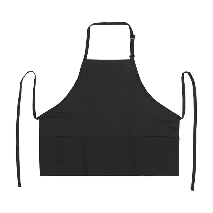 Winco BA-2724K Mid-Length Black 3 Pocket Bib Apron, 24" x 27-1/2"