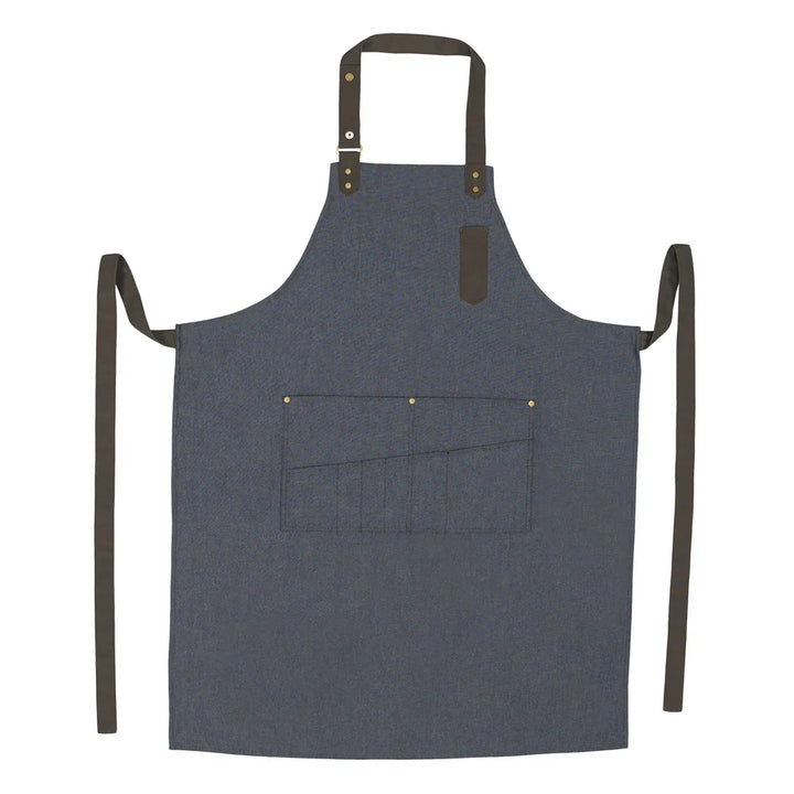 Winco BA-3327B Blue Mid-Weight Bib Apron, 33.5" x 27"