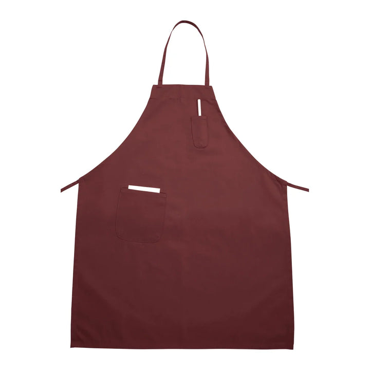 Winco BA-PBG Burgundy Full Length Bib Apron with Pocket