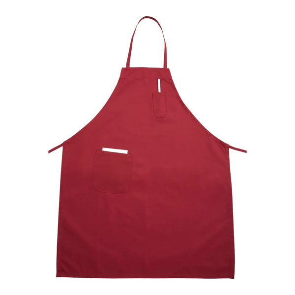 Winco BA-PRD Red Full Length Bib Apron with Pocket