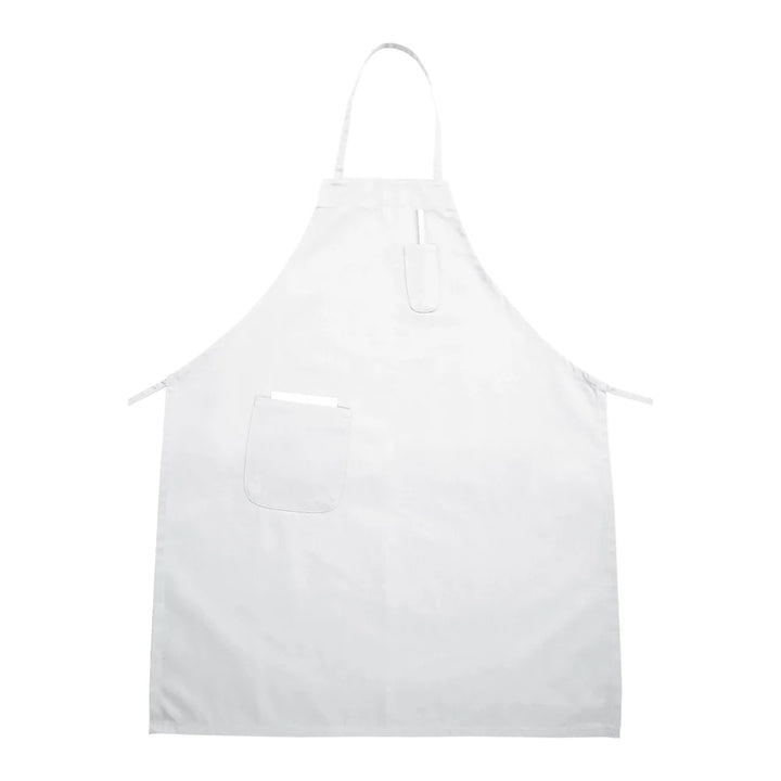 Winco BA-PWH White Full Length Bib Apron with Pocket