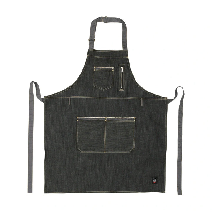 Winco BADN-3430 Village Denim Bib Apron, 34.5" x 30.25"