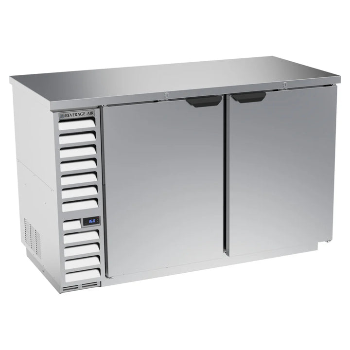 Beverage-Air BB58HC-1-F-S 59" Stainless Steel Counter Height Solid Door Food Rated Back Bar Refrigerator