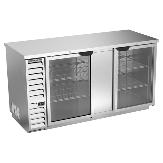 Beverage-Air BB68HC-1-F-S 69" Stainless Steel Counter Height Solid Door Food Rated Back Bar Refrigerator