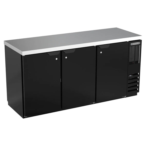 Beverage-Air BB72HC-1-F-G-PT-B-27 72" Black Counter Height Solid Door Food Rated Pass Through Back Bar Refrigerator