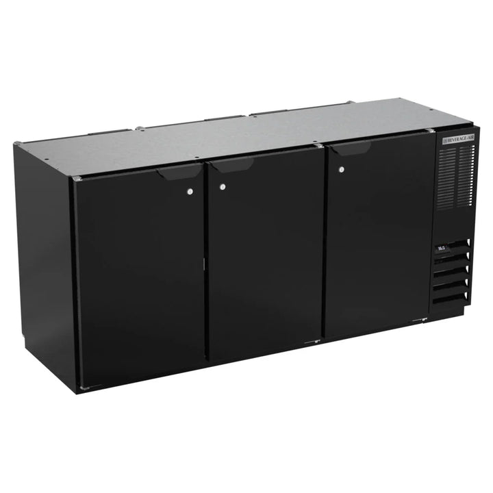 Beverage-Air BB72HC-1-F-PT-B 72" Black Underbar Solid Door Food Rated Pass Through Back Bar Refrigerator