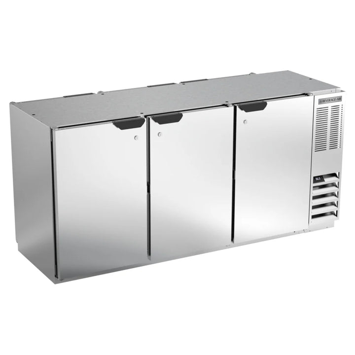 Beverage-Air BB72HC-1-F-PT-S 72" Stainless Steel Underbar Solid Door Food Rated Pass Through Back Bar Refrigerator