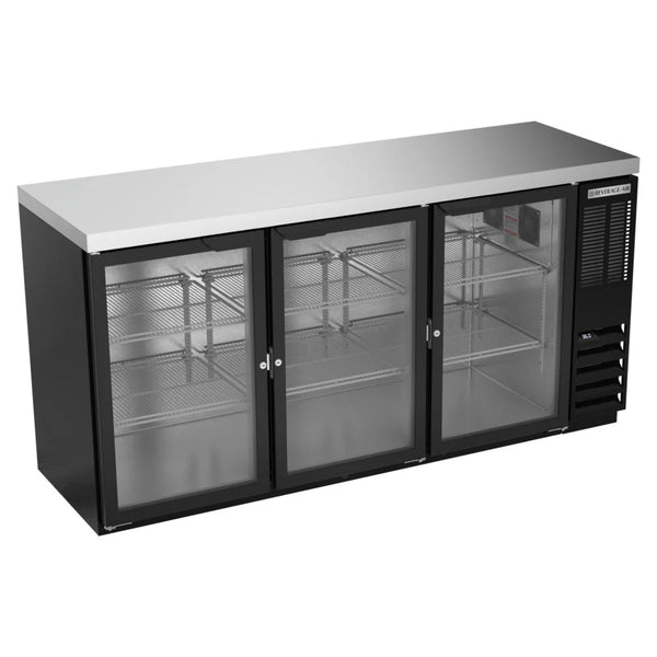 Beverage-Air BB72HC-1-G-B-27 72"Black Counter Height Glass Door Back Bar Refrigerator