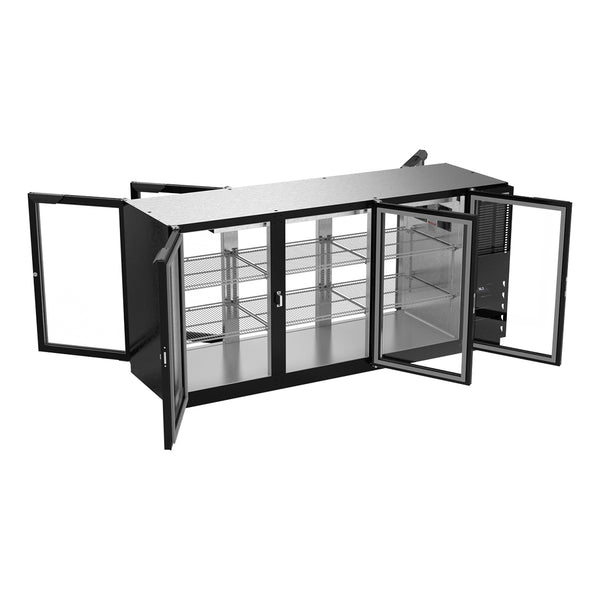 Beverage-Air BB72HC-1-G-PT-B 72" Black Counter Height Glass Door Pass Through Back Bar Refrigerator