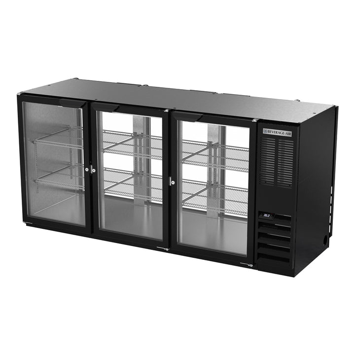 Beverage-Air BB72HC-1-G-PT-B 72" Black Counter Height Glass Door Pass Through Back Bar Refrigerator 2