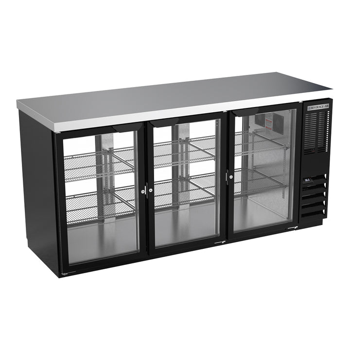 Beverage-Air BB72HC-1-G-PT-B 72" Black Counter Height Glass Door Pass Through Back Bar Refrigerator 4