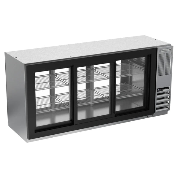 Beverage-Air BB72HC-1-GS-F-PT-S 72" Stainless Steel Underbar Sliding Glass Door Food Rated Pass Through Back Bar Refrigerator