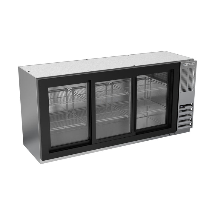 Beverage-Air BB72HC-1-F-GS-S 72" Stainless Steel Counter Height Sliding Glass Door Food Rated Back Bar Refrigerator 4