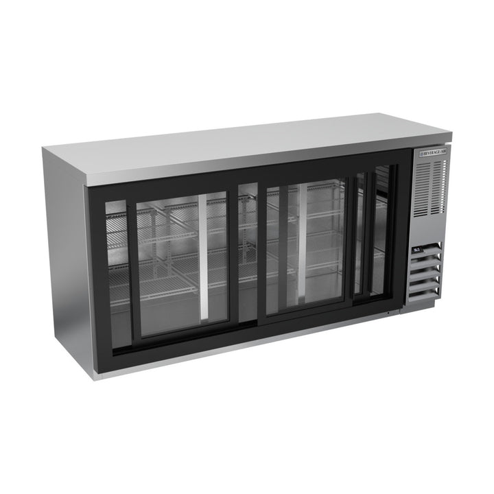 Beverage-Air BB72HC-1-F-GS-S-27 72" Stainless Steel Counter Height Sliding Glass Door Food Rated Back Bar Refrigerator 3