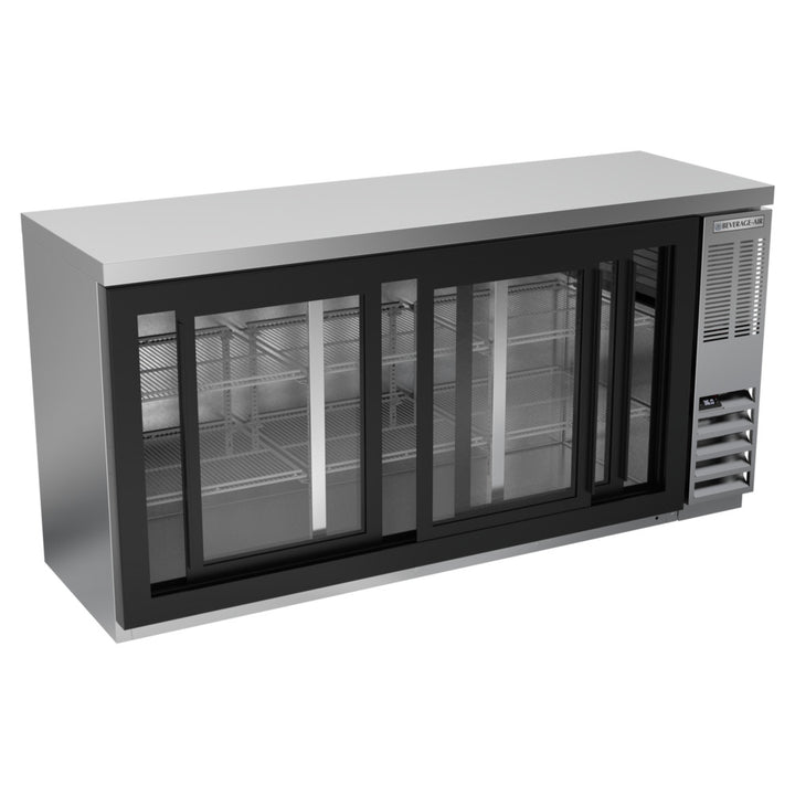 Beverage-Air BB72HC-1-GS-S-27 72" Stainless Steel Counter Height Sliding Glass Door Back Bar Refrigerator