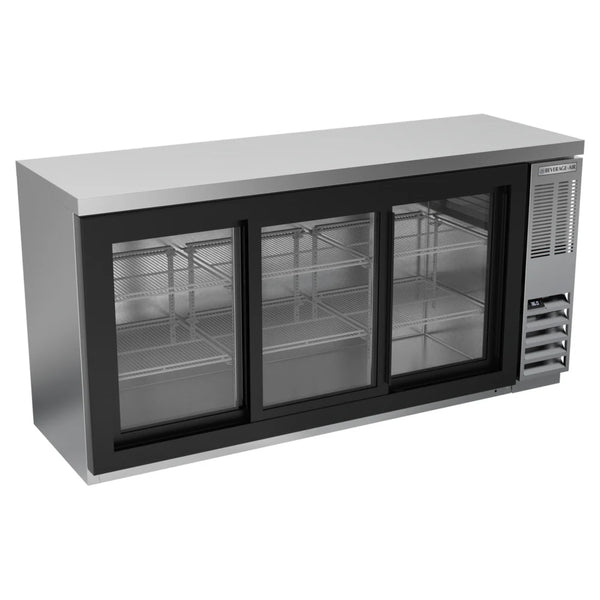 Beverage-Air BB72HC-1-GS-S-27 72" Stainless Steel Counter Height Sliding Glass Door Back Bar Refrigerator