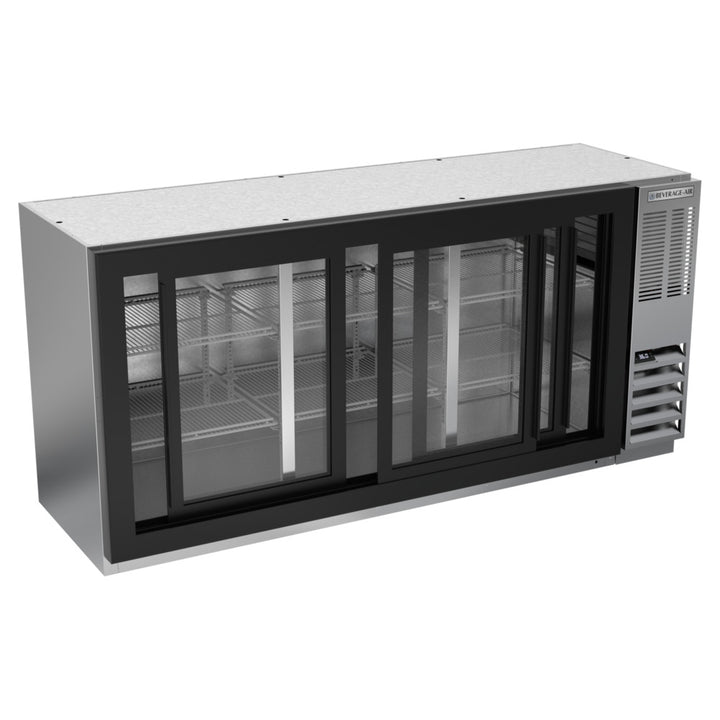 Beverage-Air BB72HC-1-GS-S 72" Stainless Steel Underbar Height Sliding Glass Door Back Bar Refrigerator