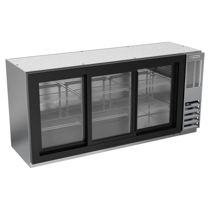 Beverage-Air BB72HC-1-GS-S 72" Stainless Steel Underbar Height Sliding Glass Door Back Bar Refrigerator