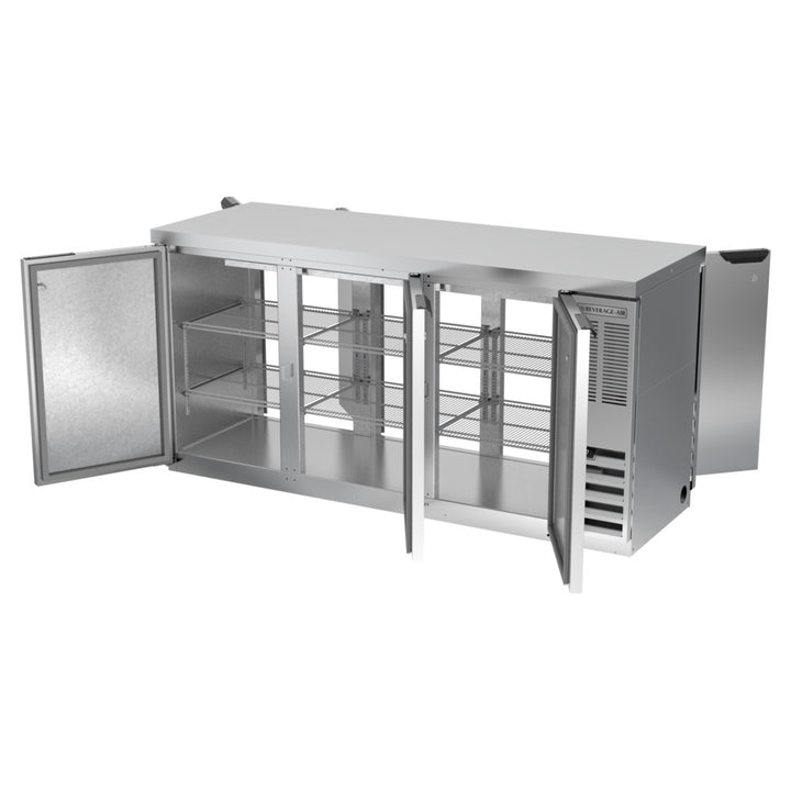 Beverage-Air BB72Y-1-S-27-PT 72" Stainless Steel Counter Height Solid Door Pass Through Back Bar Refrigerator