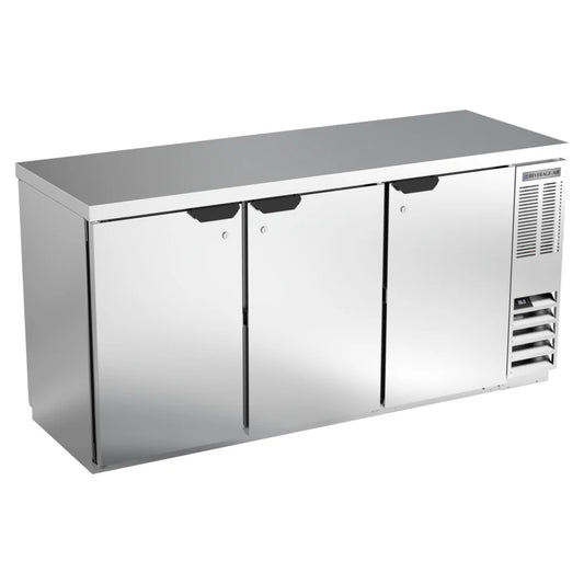 Beverage-Air BB72Y-1-S-27-PT 72" Stainless Steel Counter Height Solid Door Pass Through Back Bar Refrigerator