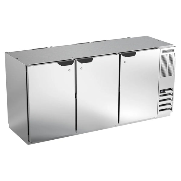 Beverage-Air BB72HC-1-PT-S 72" Stainless Steel Underbar Height Solid Door Pass Through Back Bar Refrigerator