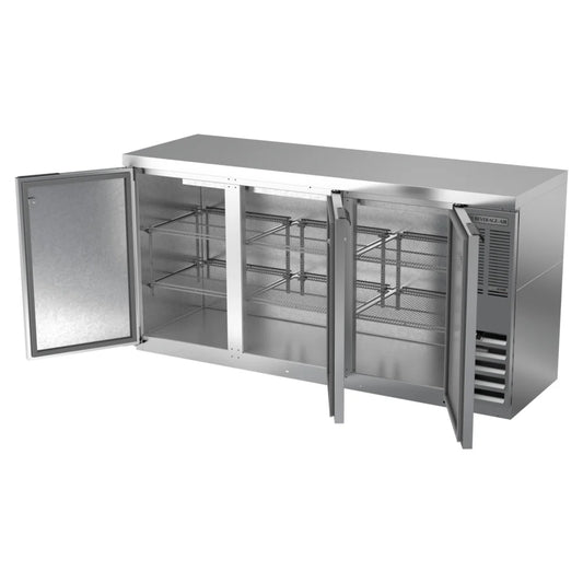 Beverage-Air BB72HC-1-S-27 72" Stainless Steel Counter Height Solid Door Back Bar Refrigerator