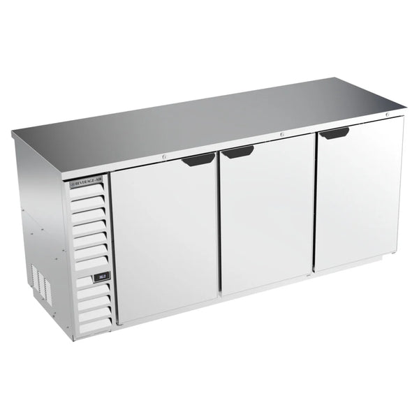 Beverage-Air BB78HC-1-F-S 79" Stainless Steel Counter Height Solid Door Food Rated Back Bar Refrigerator