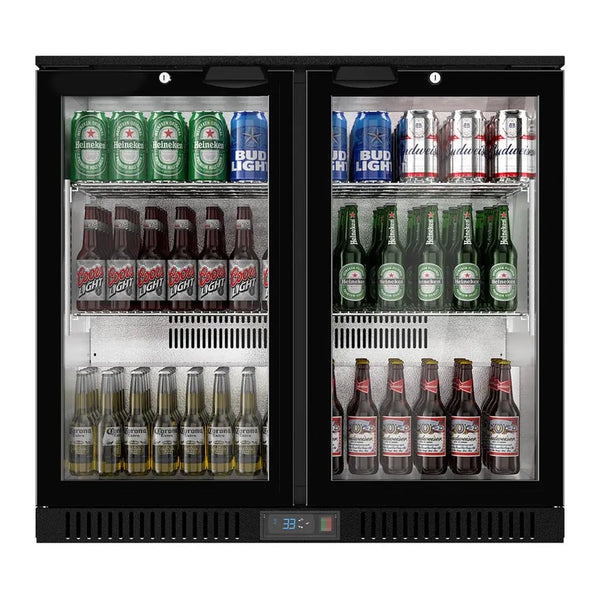 Back Bar Cooler Beverage Refrigerator With 2 Glass Doors, 7.4 Cu.Ft