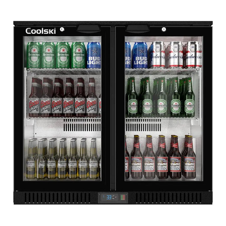 Coolski BBC-215BH 7.4 Cu.Ft Back Bar Cooler Beverage Refrigerator With 2 Glass Doors