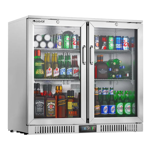 Coolski BBC-215SH Stainless Steel Counter Height Glass Door Back Bar Beverage Refrigerator - 110V, 7.4 Cu.Ft.-1