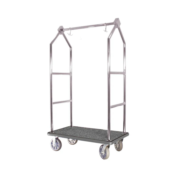 Hospitality 1 Source BCF105SS Contemporary Bellman's Cart — Stainless Steel -8" semi-pneumatic wheels