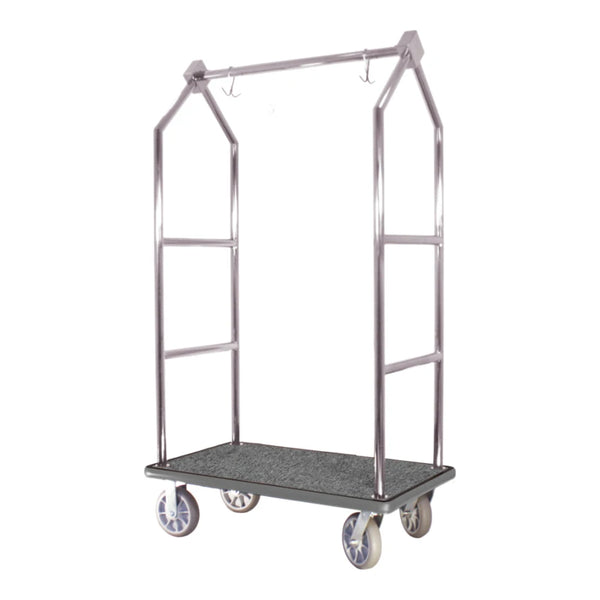 Hospitality 1 Source BCF105SS Contemporary Bellman's Cart — Stainless Steel -8" semi-pneumatic wheels