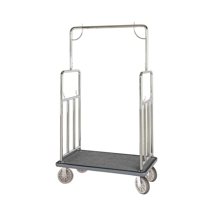 Hospitality 1 Source BCF107SS Classic Bellman's Cart — Stainless Steel - 8" semi-pneumatic wheels