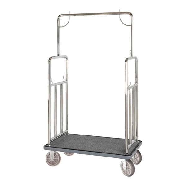 Hospitality 1 Source BCF107SS Classic Bellman's Cart — Stainless Steel - 8" semi-pneumatic wheels