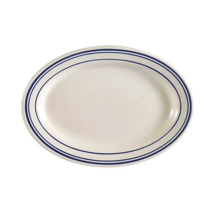 CAC China BLU-41 Oval Platter R.E. #10 13 1/2" Case of 12 Pcs