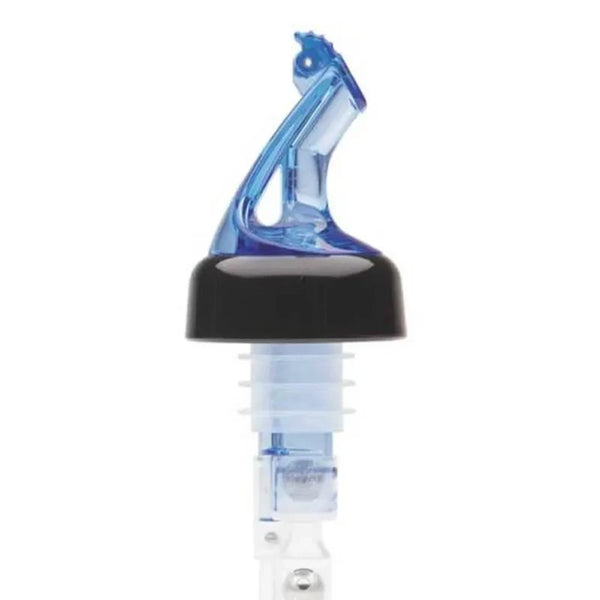 Bar Maid BMP-5100B Blue 1oz Premium Black Collar Pourers — Flip Top