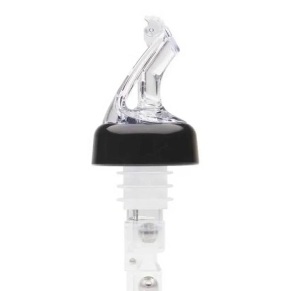 Bar Maid BMP-5150C, Clear 1 1/2oz Premium Black Collar Pourers — Flip Top