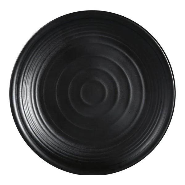 Yanco BP-1012 Black pearl-1 12" Black Melamine Round Plate with Matting Finish, Pack of 12